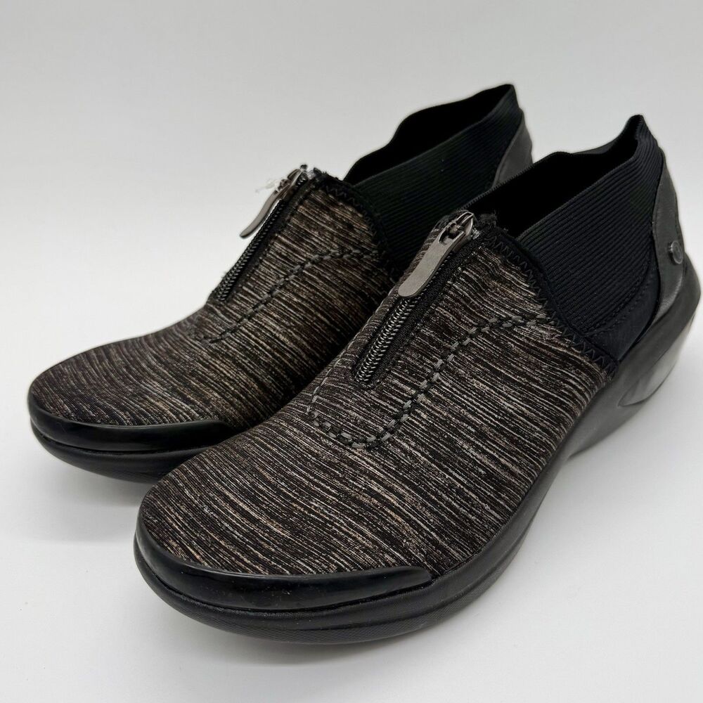 BZEES Fling Zip Shoes Women's 9M Black Heather Comfort Gel F4082F1004 Casual NEW